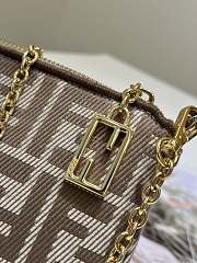 Baguette Pouch Dove Grey Denim Effect FF Jacquard Charm Pouch With Chain - 20x13x3cm - 2