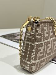 Baguette Pouch Dove Grey Denim Effect FF Jacquard Charm Pouch With Chain - 20x13x3cm - 5