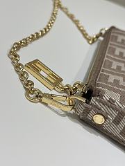 Baguette Pouch Dove Grey Denim Effect FF Jacquard Charm Pouch With Chain - 20x13x3cm - 6