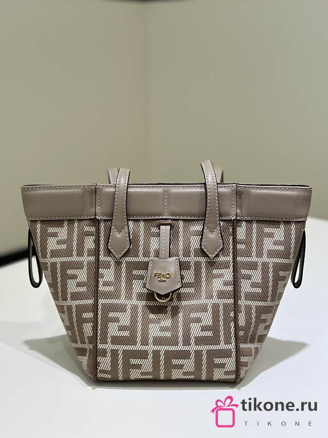 Fendi Origami Mini Dove Grey Denim Effect FF Jacquard Transformable Mini Bag - 18.5x15x15cm - 1