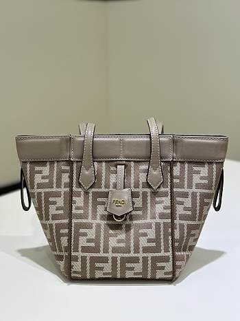Fendi Origami Mini Dove Grey Denim Effect FF Jacquard Transformable Mini Bag - 18.5x15x15cm