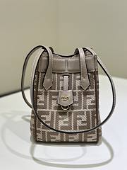 Fendi Origami Mini Dove Grey Denim Effect FF Jacquard Transformable Mini Bag - 18.5x15x15cm - 6