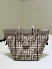 Fendi Origami Mini Dove Grey Denim Effect FF Jacquard Transformable Mini Bag - 18.5x15x15cm - 4