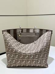 Fendi Roll Large Reversible Shopper In Pequin Striped And Dove Grey FF Fabric - 35x32x19.5cm - 1