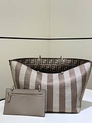 Fendi Roll Large Reversible Shopper In Pequin Striped And Dove Grey FF Fabric - 35x32x19.5cm - 6