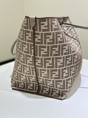 Fendi Roll Large Reversible Shopper In Pequin Striped And Dove Grey FF Fabric - 35x32x19.5cm - 4
