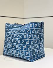 Fendi Roll Large Reversible Shopper In Pequin Striped And Blue FF Fabric - 35x32x19.5cm - 2