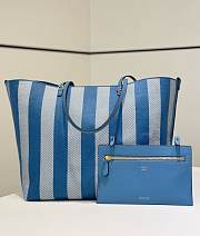 Fendi Roll Large Reversible Shopper In Pequin Striped And Blue FF Fabric - 35x32x19.5cm - 3