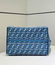 Fendi Roll Large Reversible Shopper In Pequin Striped And Blue FF Fabric - 35x32x19.5cm - 4