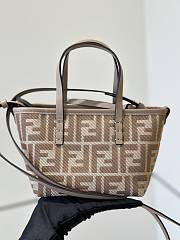 Fendi Mini Roll Dove Grey Denim Effect FF Jacquard Mini Bag - 15.5x13x11cm - 1