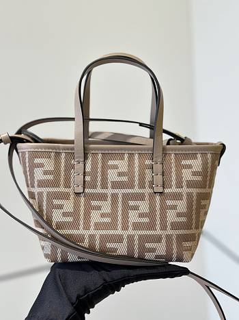 Fendi Mini Roll Dove Grey Denim Effect FF Jacquard Mini Bag - 15.5x13x11cm