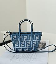 Fendi Mini Roll Blue Denim Effect FF Jacquard Mini Bag - 15.5x13x11cm - 6