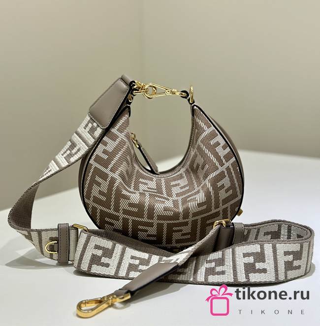 Fendigraphy Mini Dove Gray Denim Effect FF Jacquard Mini Bag - 20x13x7.5cm - 1