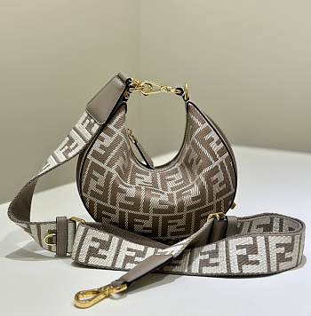 Fendigraphy Mini Dove Gray Denim Effect FF Jacquard Mini Bag - 20x13x7.5cm