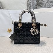 Dior Small Lady Black Cannage Lambskin Python Handle - 20x17x8cm - 1