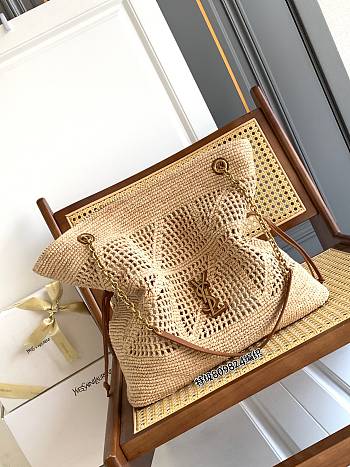 YSL Medium Jamie Shopping In Raffia Natural And Brick - 35x35x10cm