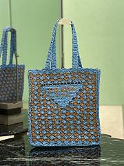 Prada Crochet Tote Bag Blue/Caramel 1BG393 - 38x36x3cm - 1