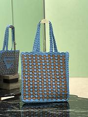Prada Crochet Tote Bag Blue/Caramel 1BG393 - 38x36x3cm - 4