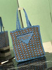 Prada Crochet Tote Bag Blue/Caramel 1BG393 - 38x36x3cm - 3