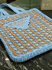 Prada Crochet Tote Bag Blue/Caramel 1BG393 - 38x36x3cm - 2
