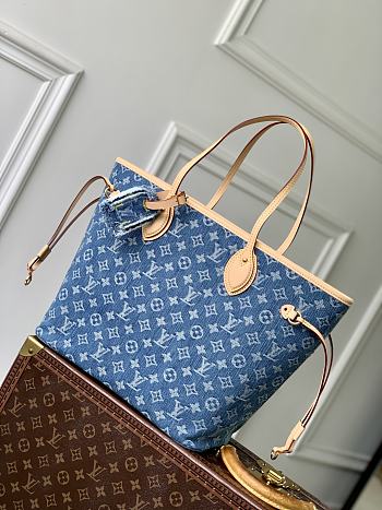 LV Neverfull MM Monogram Denim Blue M13192 - 31x28x14cm