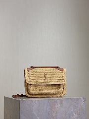 YSL Niki Mini In Raffia Natural And Brick - 18x12.5x5cm - 1