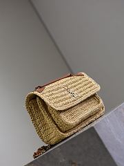 YSL Niki Mini In Raffia Natural And Brick - 18x12.5x5cm - 6
