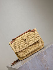 YSL Niki Mini In Raffia Natural And Brick - 18x12.5x5cm - 3