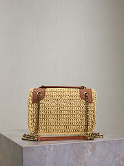 YSL Niki Mini In Raffia Natural And Brick - 18x12.5x5cm - 2
