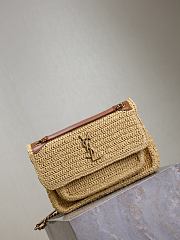 YSL Niki Medium In Raffia Natural And Brick - 28x20x8.5cm - 5