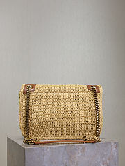 YSL Niki Medium In Raffia Natural And Brick - 28x20x8.5cm - 3