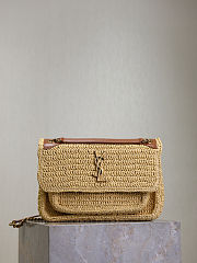 YSL Niki Medium In Raffia Natural And Brick - 28x20x8.5cm - 2