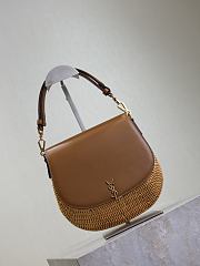 YSL Mini Voltaire Top Handle Bag In Osier Natural And Brick - 20x22x7.5cm - 5