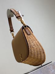 YSL Mini Voltaire Top Handle Bag In Osier Natural And Brick - 20x22x7.5cm - 4