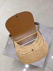 YSL Mini Voltaire Top Handle Bag In Osier Natural And Brick - 20x22x7.5cm - 3