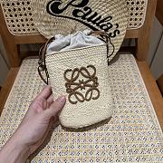 Loewe Square Pocket In Iraca Palm And Calfskin Natural/Tan - 22x14x6cm - 5