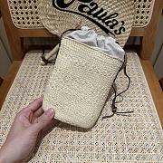 Loewe Square Pocket In Iraca Palm And Calfskin Natural/Tan - 22x14x6cm - 3