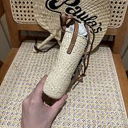 Loewe Square Pocket In Iraca Palm And Calfskin Natural/Tan - 22x14x6cm - 2