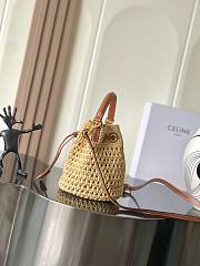 Celine Teen Clara Bag In Raffia And Calfskin Natural/Tan - 19x16x16cm - 5