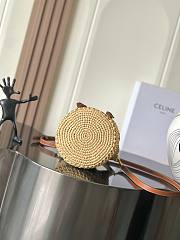 Celine Teen Clara Bag In Raffia And Calfskin Natural/Tan - 19x16x16cm - 3