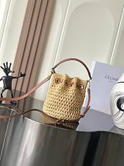 Celine Teen Clara Bag In Raffia And Calfskin Natural/Tan - 19x16x16cm - 2