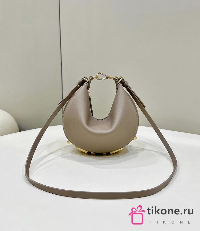 Fendigraphy Mini Dove Gray Leather Mini Bag - 20x7.5x13cm - 1
