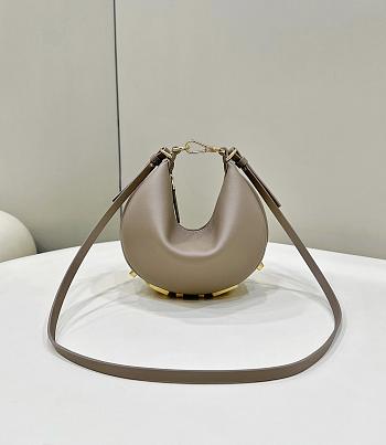 Fendigraphy Mini Dove Gray Leather Mini Bag - 20x7.5x13cm