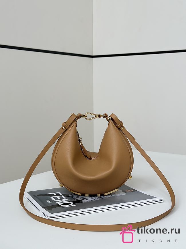 Fendigraphy Mini Brown Leather Mini Bag - 20x7.5x13cm - 1