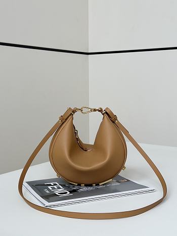 Fendigraphy Mini Brown Leather Mini Bag - 20x7.5x13cm