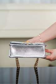 Chanel Mini Flap Bag Metallized Braided Calfskin & Gold Tone Metal Silvery - 3