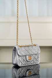 Chanel Mini Flap Bag Metallized Braided Calfskin & Gold Tone Metal Silvery - 4