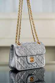 Chanel Mini Flap Bag Metallized Braided Calfskin & Gold Tone Metal Silvery - 5