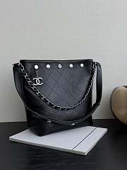 Chanel Large Bucket Bag Shiny Lambskin & Silver Tone Metal Black - 31x28x15cm - 6