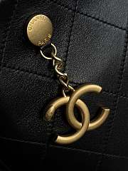 Chanel Large Bucket Bag Shiny Lambskin Gold Tone Metal Black - 31x28x15cm - 6